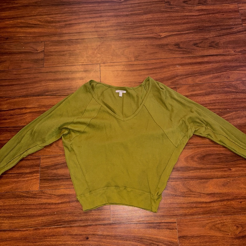 Free People Green Boxy Hoodie Sweatshirt